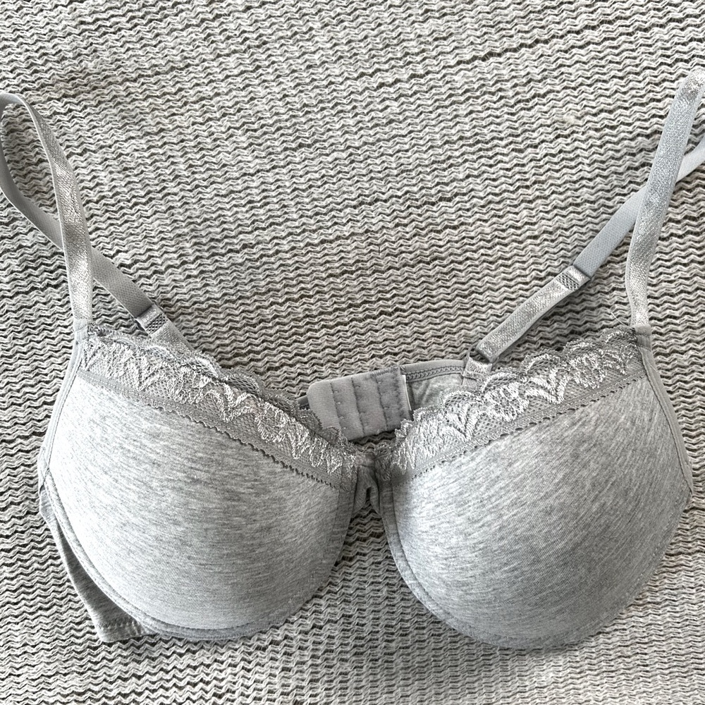 Gray Cotton Push Up Bra